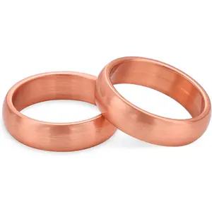 2 count Solid Pure Copper Ring for Men & Women, Uncoated 6mm Wide, Non- Smooth Polish, Sizes 4.5-10.5