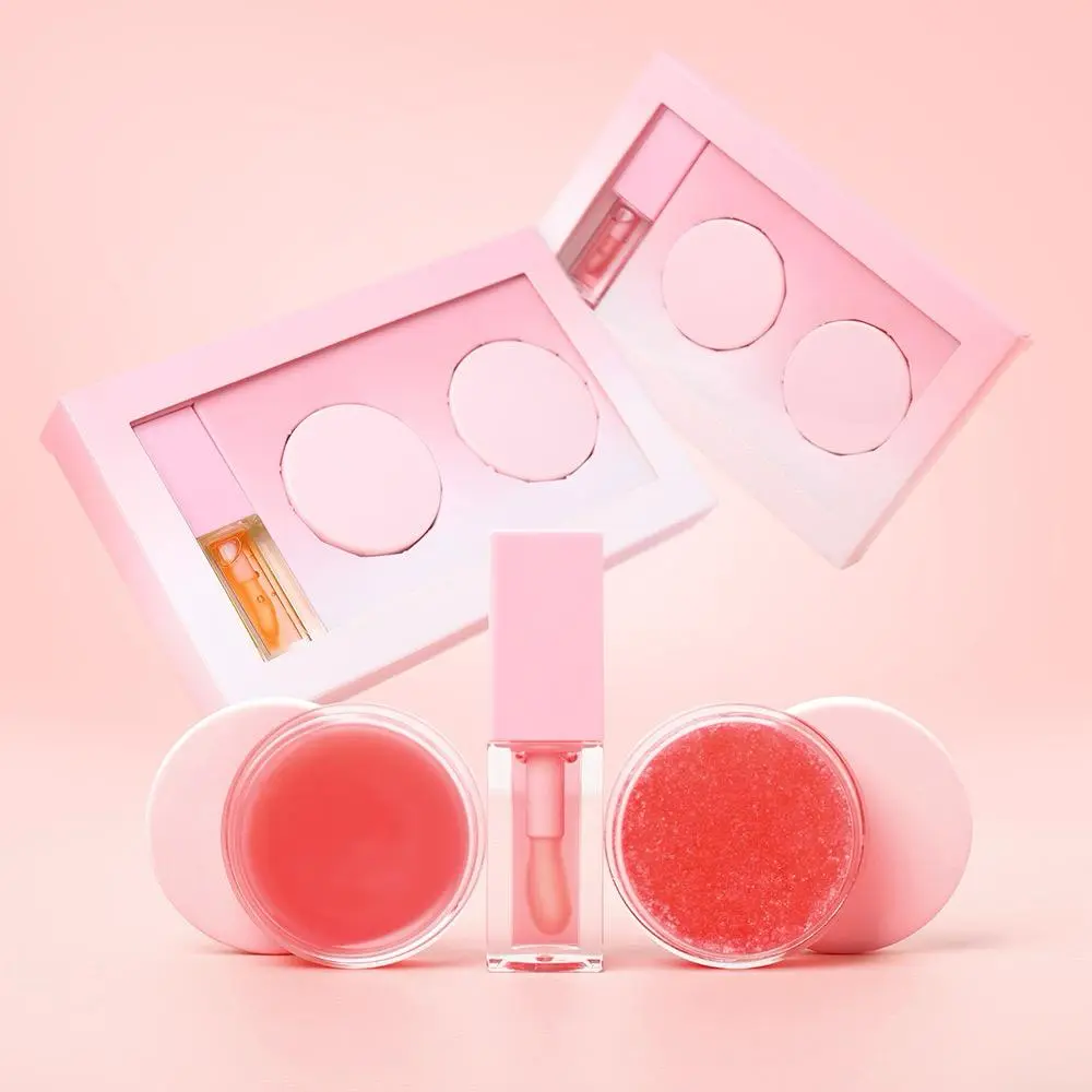 3-in-1 Lip Scrub Set – Strawberry, Vanilla, Orange &amp; Grape  Hydrate , Nourish . Smooth – All-Day Lip Love