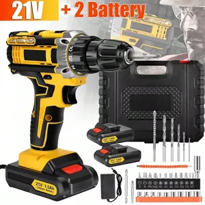 Compact Cordless Impact Drill Set tool kit set Includes Bits Set And Box for Projects Essential household diy tools