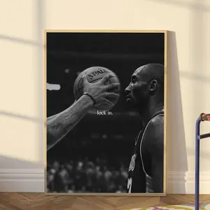 Kobe Bryant Mamba Mentality Poster, Black & White Motivational Basketball Wall Art, Sports Art Decor, Unframed Posters