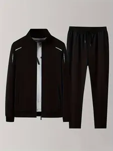 Men's Casual Sports Exercise Set Comfortable Breathable Stand-Up Collar Warm Sweatshirt & Jogging Pants for Running Tennis Cycling Gift Clothes Menswear Suits Top Top Gamis Trouser