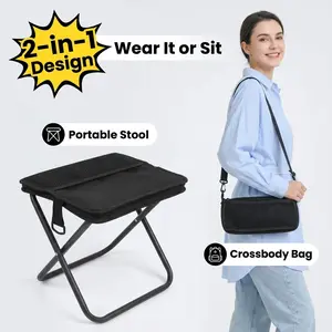 Upgrade Crossbody Folding Stool, Handbag Style Fishing Bench, Ultra-Light Camping Chair, Portable Pencil Case Foldable Seat, Ideal for Fishing, Hiking, Camping