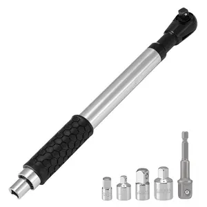 1/2" Offset Extension Wrench, Impact Ratchet Extender for Electric Drill, with 3/8", 1/4" Adapters for Tight Spaces