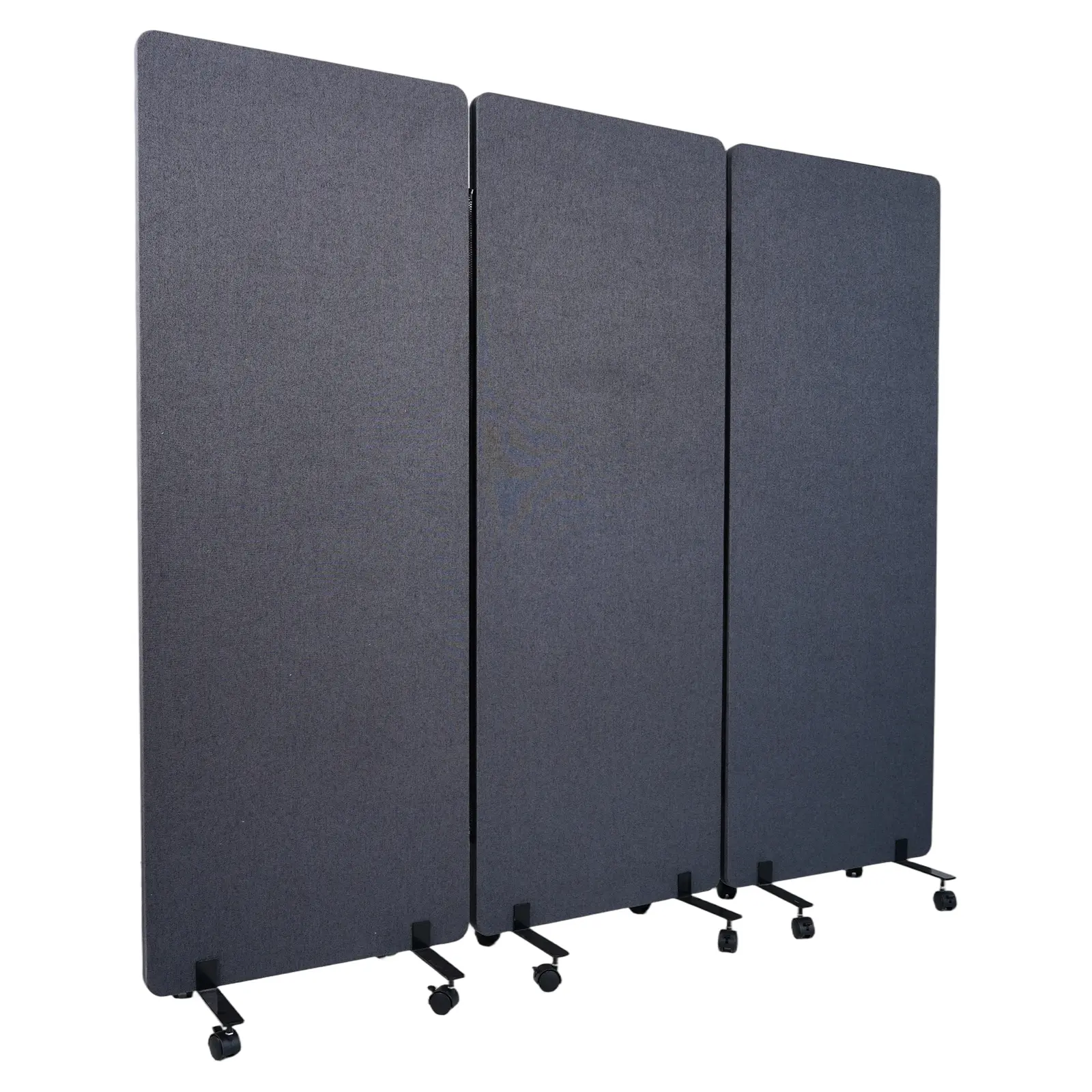72.8" * 66" Freestanding Acoustic Room Divider, 3 Panel PET Polyester Soundproof Room Screen with Wheels, Portable Partition Divider for Office, Reception Room, School, Hospital