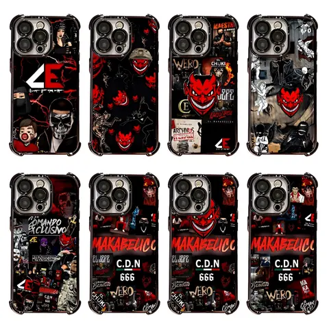 El M-Makabelico Electroplated Black Phone Cases For iPhone 18 Promax 17 16 15 14 13 12 11 Pro Plus Air, 4-Corner Airbag, Shockproof Protection Smartphone Cellphone Cover Accessories