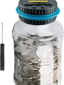 Large Piggy Banks for Adults, Digital Counting Money Jar, 1.8L Capacity Coin Counter Machine with LCD Counter, Change Jars for Saving for Boys, Designed for All US Coins