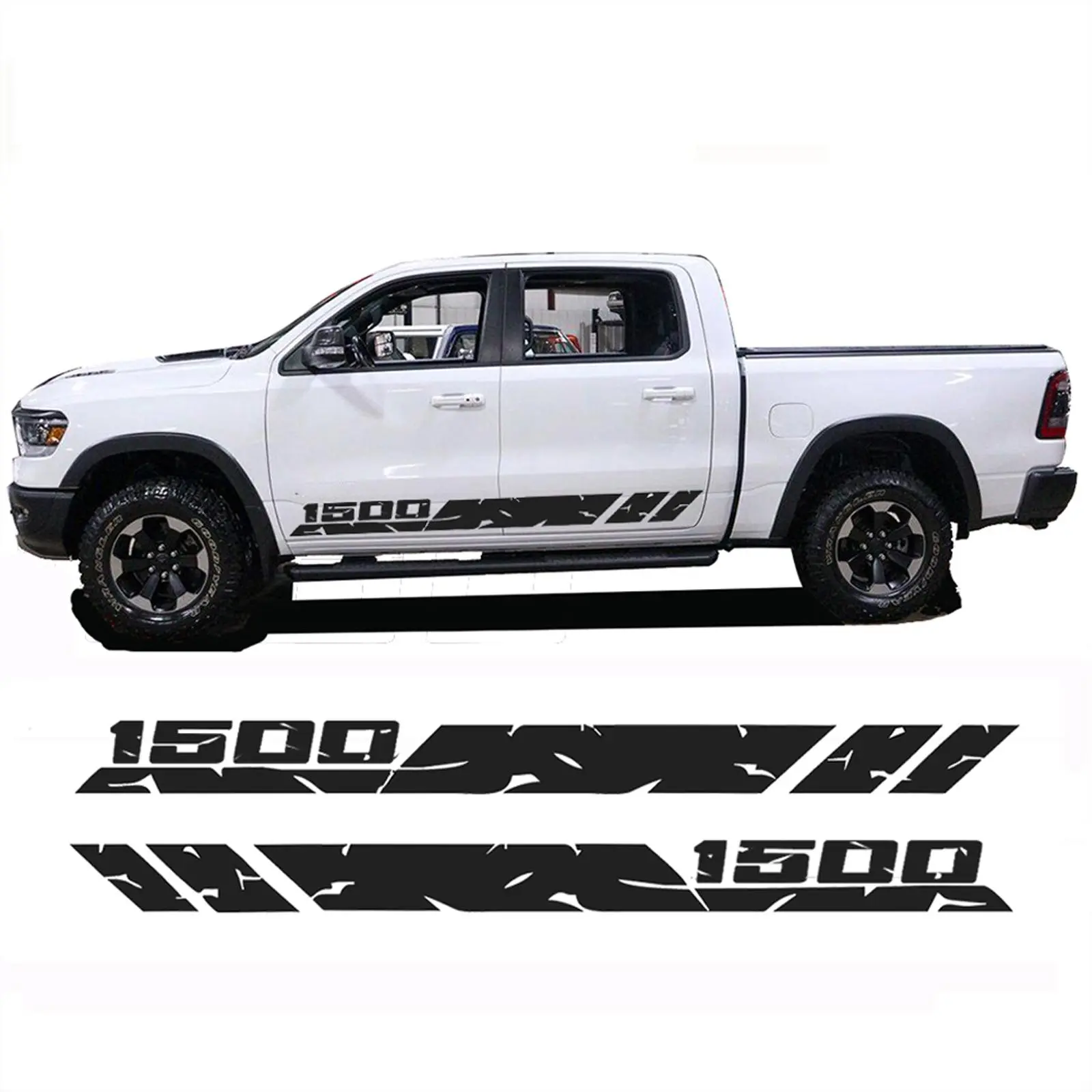 2pcs Waterproof Car Vinyl Decals Graphics Kit Truck Door Side Sticker Compatible with Dodge Ram 1500