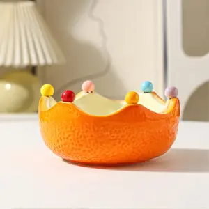 Ceramic Fruit Bowl Set with Forks, Home Living Room Decor, Sweet Treats Holder, Portable Casual Style, No Precious Metal Plating