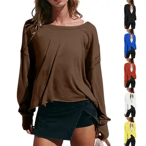 Molitree Women's Open Back Workout Top Long Sleeve Athletic Shirts Casual Crop Running Tee Y2k Yoga Fitted Cotton Spandex Blend Comfortable Fit