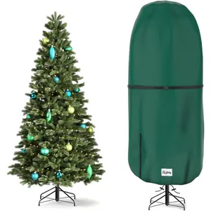 Upright Christmas Tree Storage Cover, Tear Resistant Adjustable 6 FT Christmas Tree Storage Bag for Assembled Tree with Ornaments,Xmas Tree Cover Waterproof, Dustproof