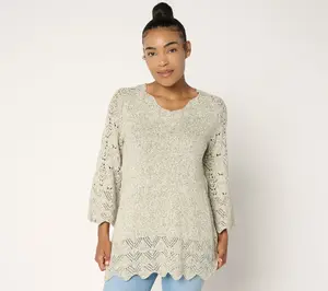 Ree by Pioneer Woman Regular Pointelle Marled Sweater