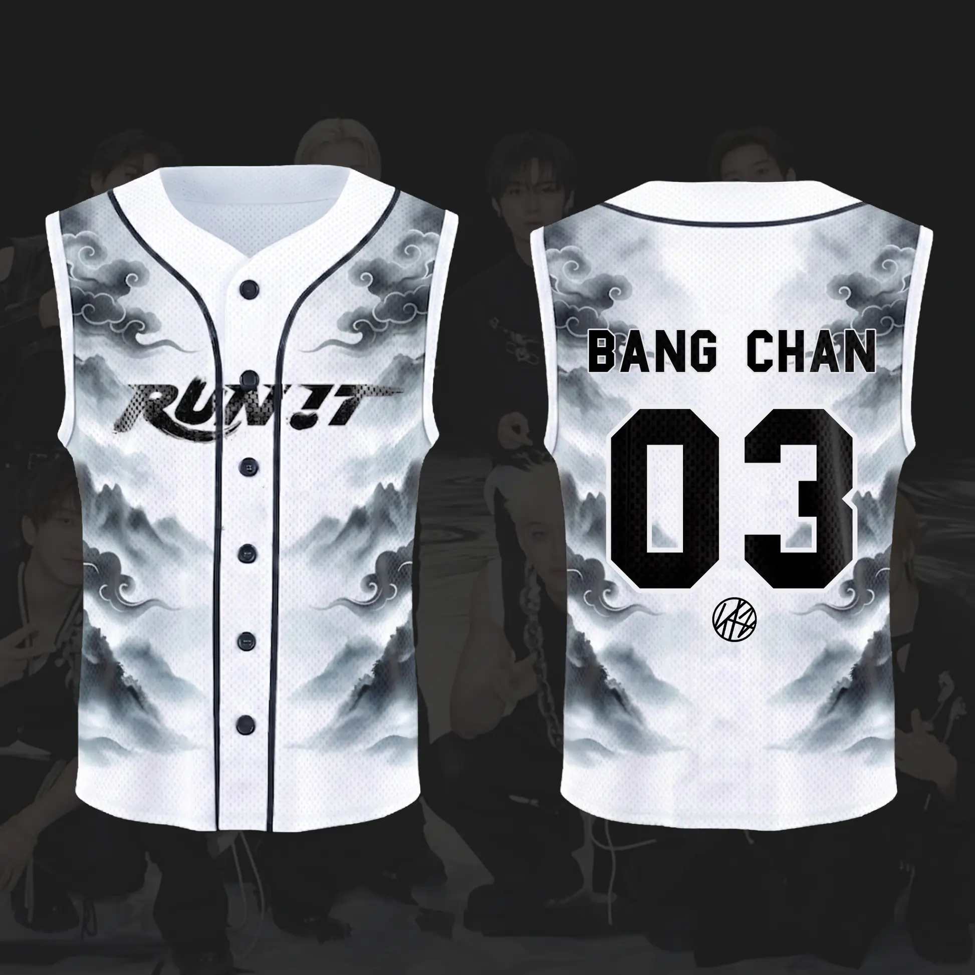 Streetwear SKZ Run It World Tour Mystic Smoke Sleeveless Mesh Baseball Jersey Gift For Fans
