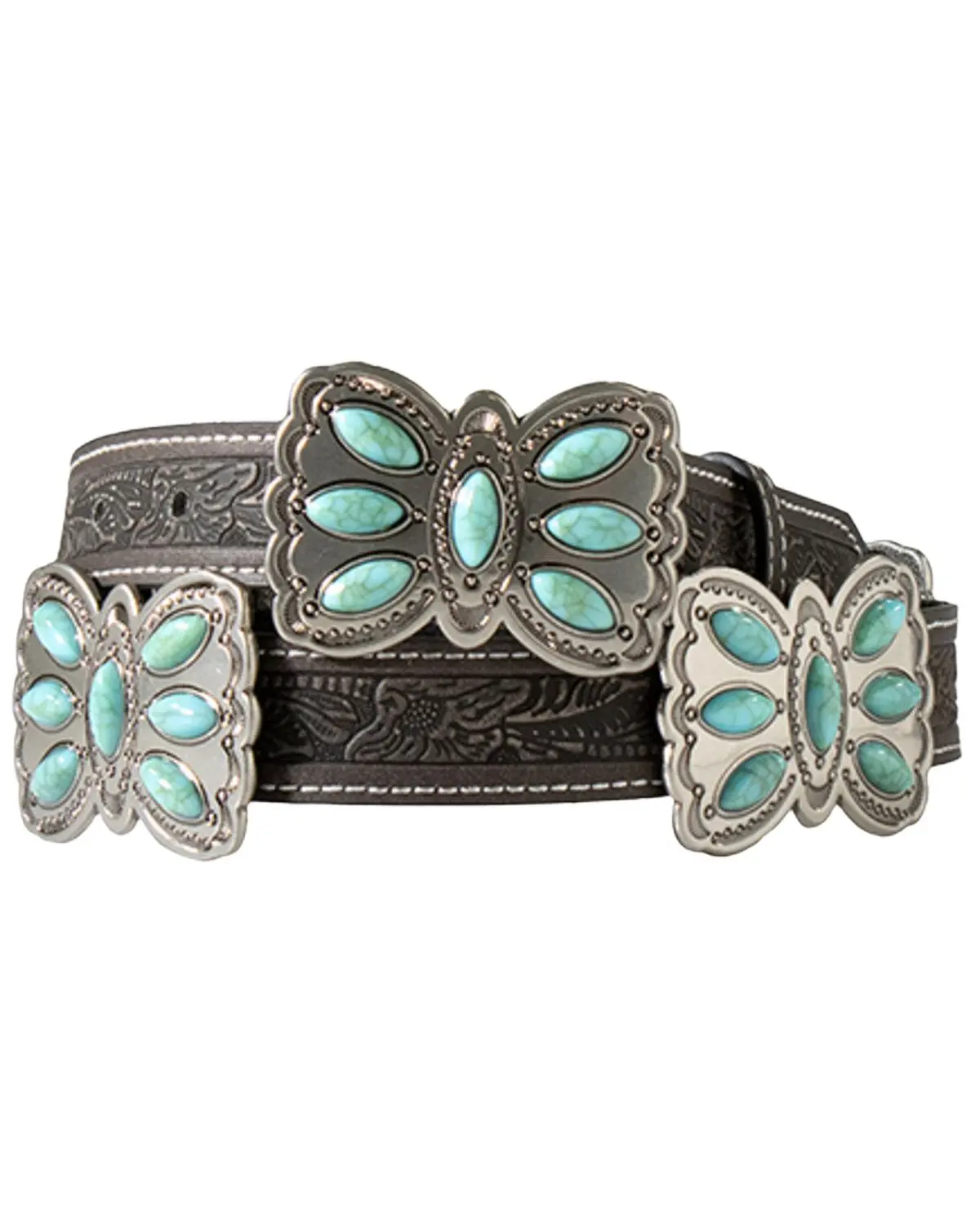 Angel Ranch Women's Women'S Floral Concho Tooled Belt - D140007301