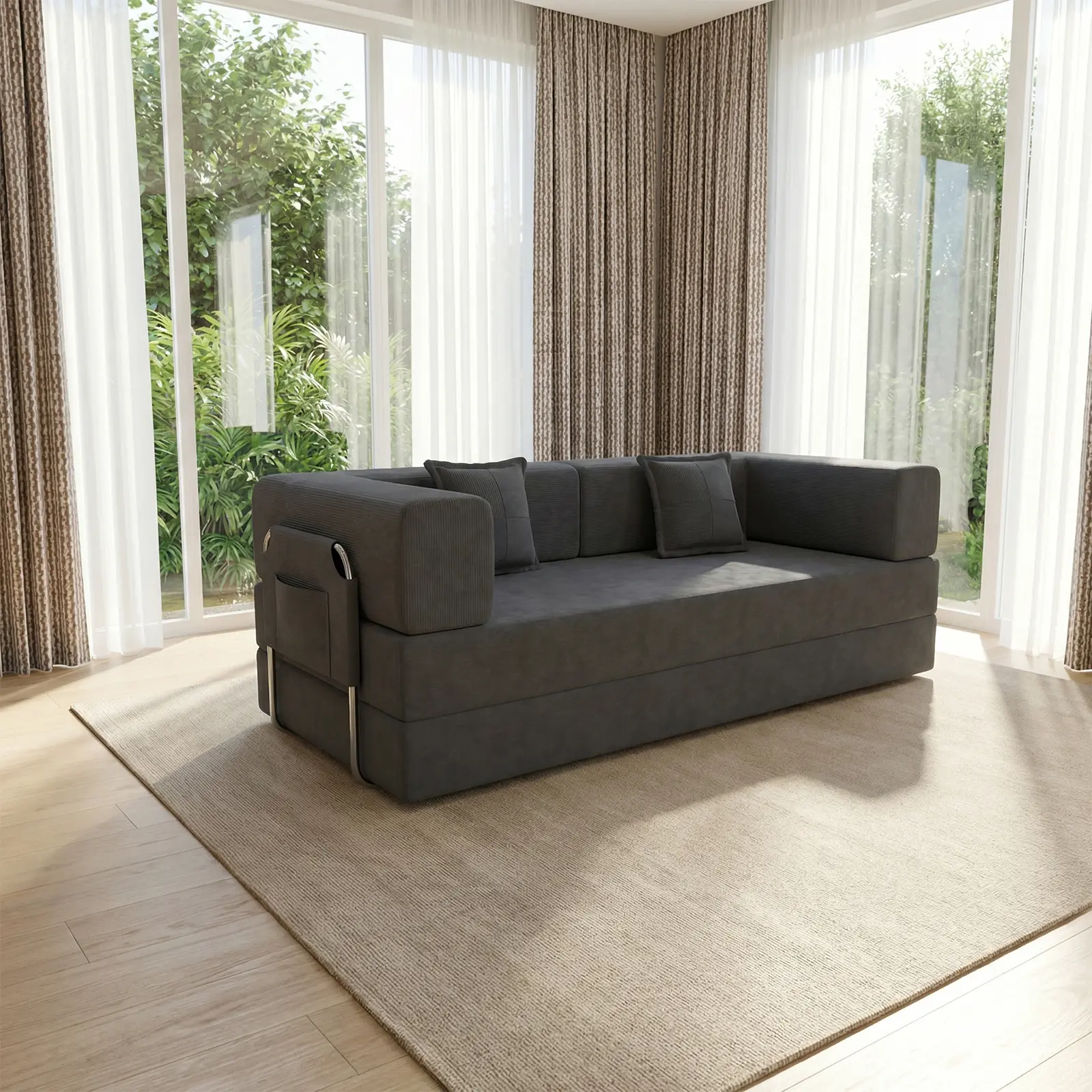 Sofa Couch Folding Sofa Bed Comfy Floor Lounger Convertible Sofa with ...