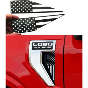Pair Set American Flag Emblem Car Decal Compatible with 2021-2026 Ford F150 Accessories Custom Fit F150 Exterior Patch Decor Enhances Truck's Style (Black White)