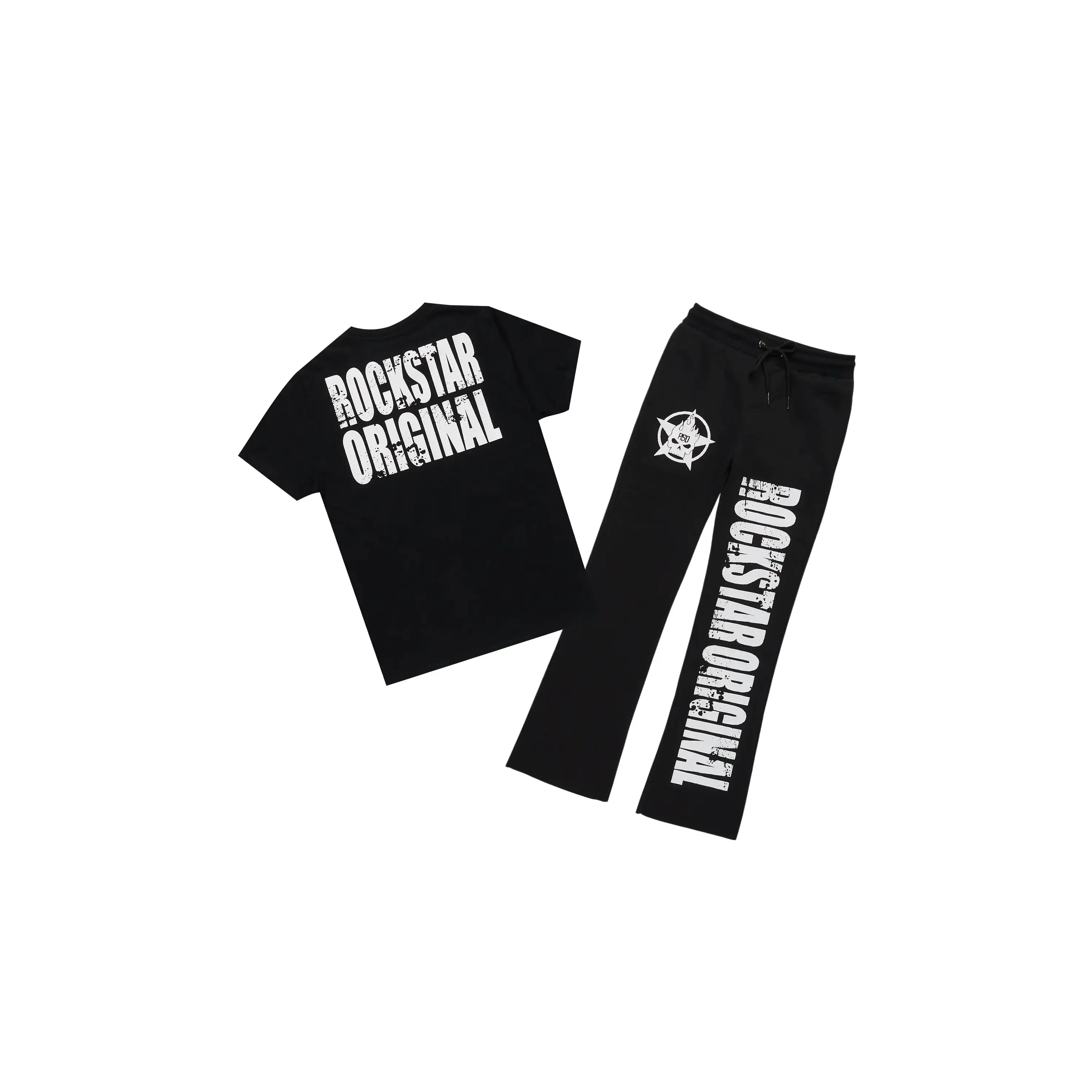 Boys Keve Black T-Shirt Flare Sweat Pant Set