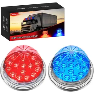 Nilight Watermelon Light 17 LED Dual Color 2PCS Stainless Steel Bezel Red to Blue Side Marker Clearance Turn signal Lights 4 Plug IP68 Waterproof for Trailer Truck Pickup Camper RV ATV UTV Boat