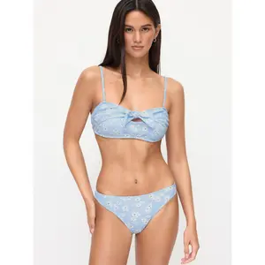 Cider Floral Square Neck Bowknot Terry Bikini Set SwimWeek