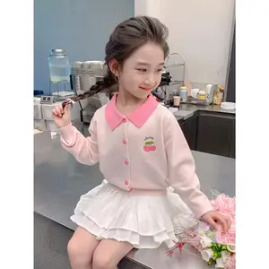 Children's Sweater Cardigan Autumn Outfit Girls' Knitwear Baby Stylish Clothes Medium to Large Kids Knitted Stylish Top Thin