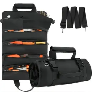 Ultimate Heavy-Duty Tool Roll Organizer with 2 Detachable Tough Fabric Bags - Versatile Organizer for Construction Workers - Fits Trucks, Motorcycle, Outdoor Gear