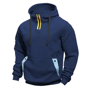 Spring and Autumn Men’s Sweater Hoodie with Zipper and Multiple Pockets, Sports Casual Pullover Jacket