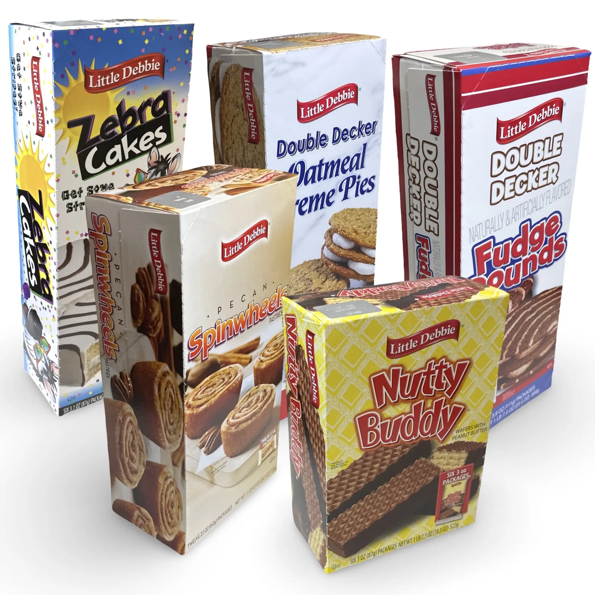 Little Debbie Mega Sized Cakes Variety Packs | 5 Unique Treats: Nutty Peanut Buddy Bars, Oatmeal and Fudge Double Decker Rounds, Pecan Bun Spin Wheels