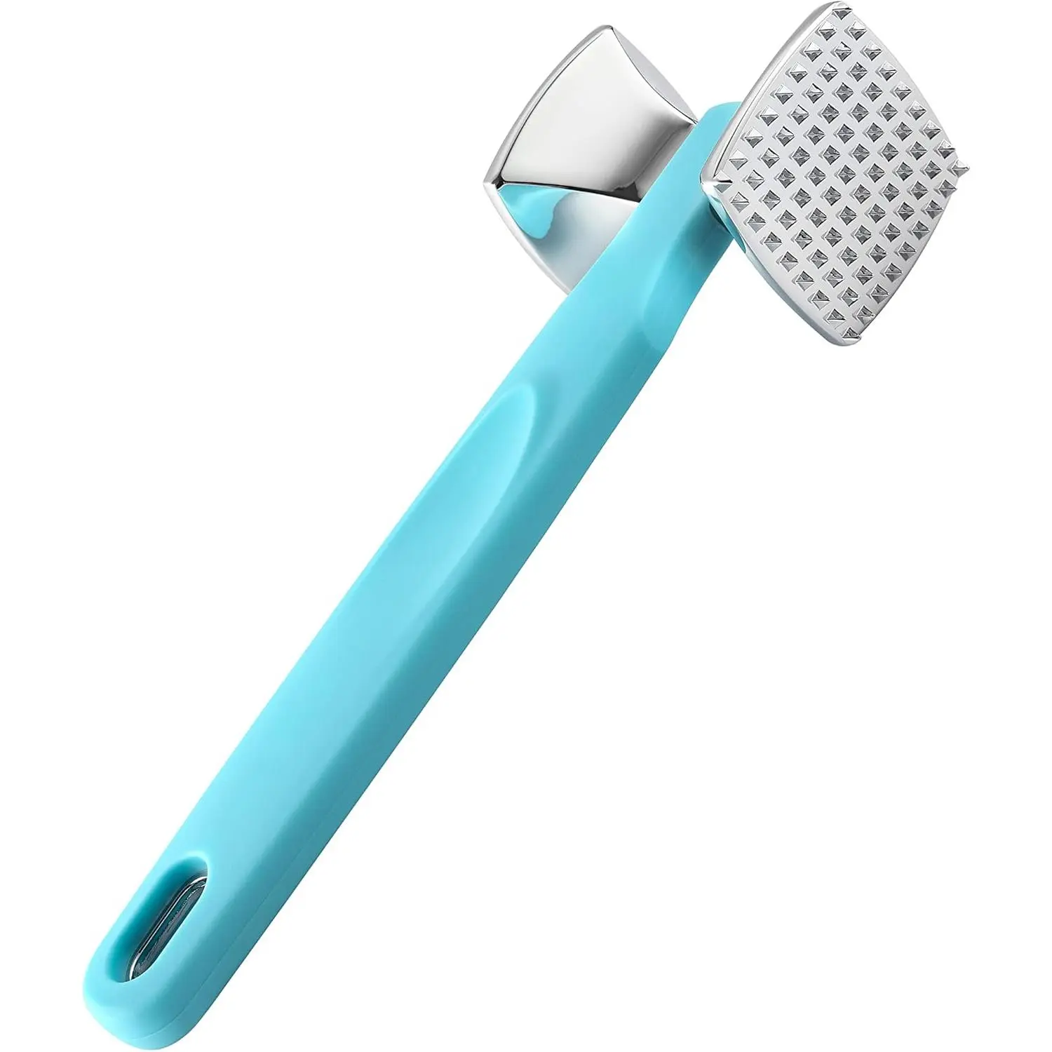 Aluminium Chef Meat Tenderizer Mallet, Smooth Kitchen Utensils - Heavy Duty Chicken Pounder, Beef & Steak Flattener, Dual-Sided Garlic Smasher with Solid Construction, Aqua Sky
