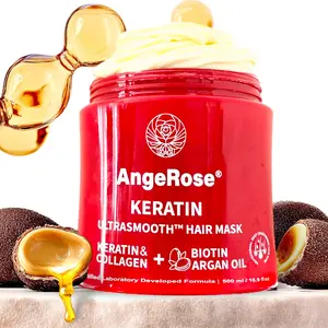 AngeRose  Collagen  Kertain  Argan Oil Ultra Smmoth Hair Mask and Deep Repair Conditioning , Hair Treatment, Conditioner for Dry or Damaged Hair - All Hair Types 16.90 oz 500ml