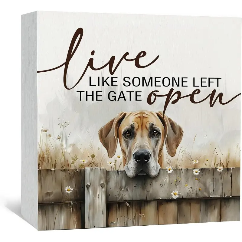 Great Dane Sign - Farmhouse Western Animal Dog Office Kitchen Bedroom Decor, Rustic Farm Live like Someone Left the Gate Open Home Decor Signs, Great Dane Dog Gifts for Women 5x5 inch