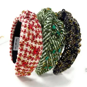 Elegant Custom Handmade Tweed Knot Headbands for Women - Black, Red, Classic White - Winter Statement Accessory for Versatile Outfits