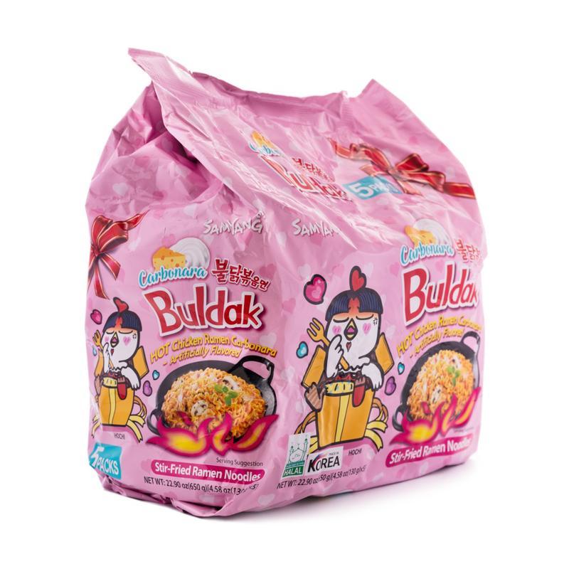 Samyang Buldak Ramen Carbonara Hot Chicken Flavor 5pk 22.9 oz, Spicy Korean Instant Food Noodle Pansit