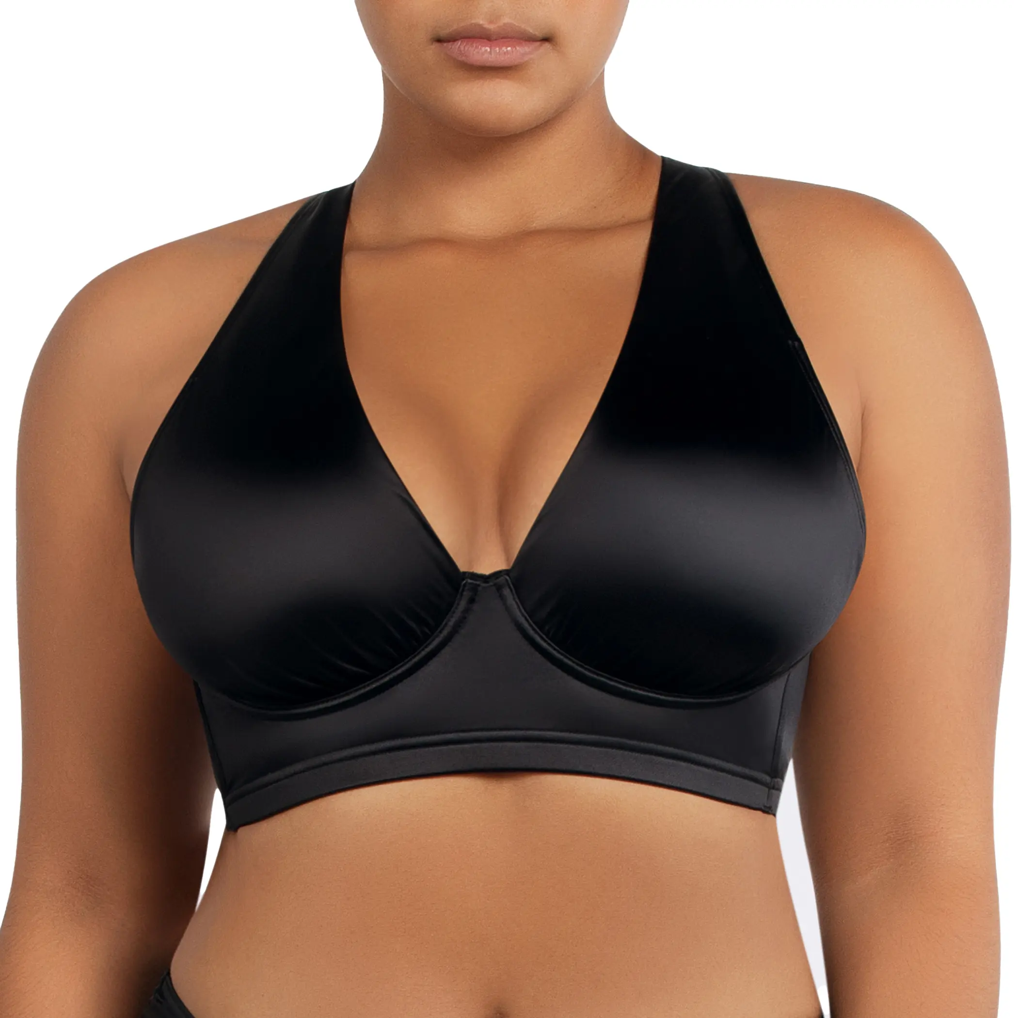 PARFAIT RITA BIKINI SET - S8142 LONGLINE BIKINI TOP WITH CROSS BACK STRAPS AND SHIRRED CONTOUR CUPS AND S8143 VINTAGE-INSPIRED BIKINI BOTTOM WITH SHIRRED SIDES AND HIP-LEVEL FIT - BLACK