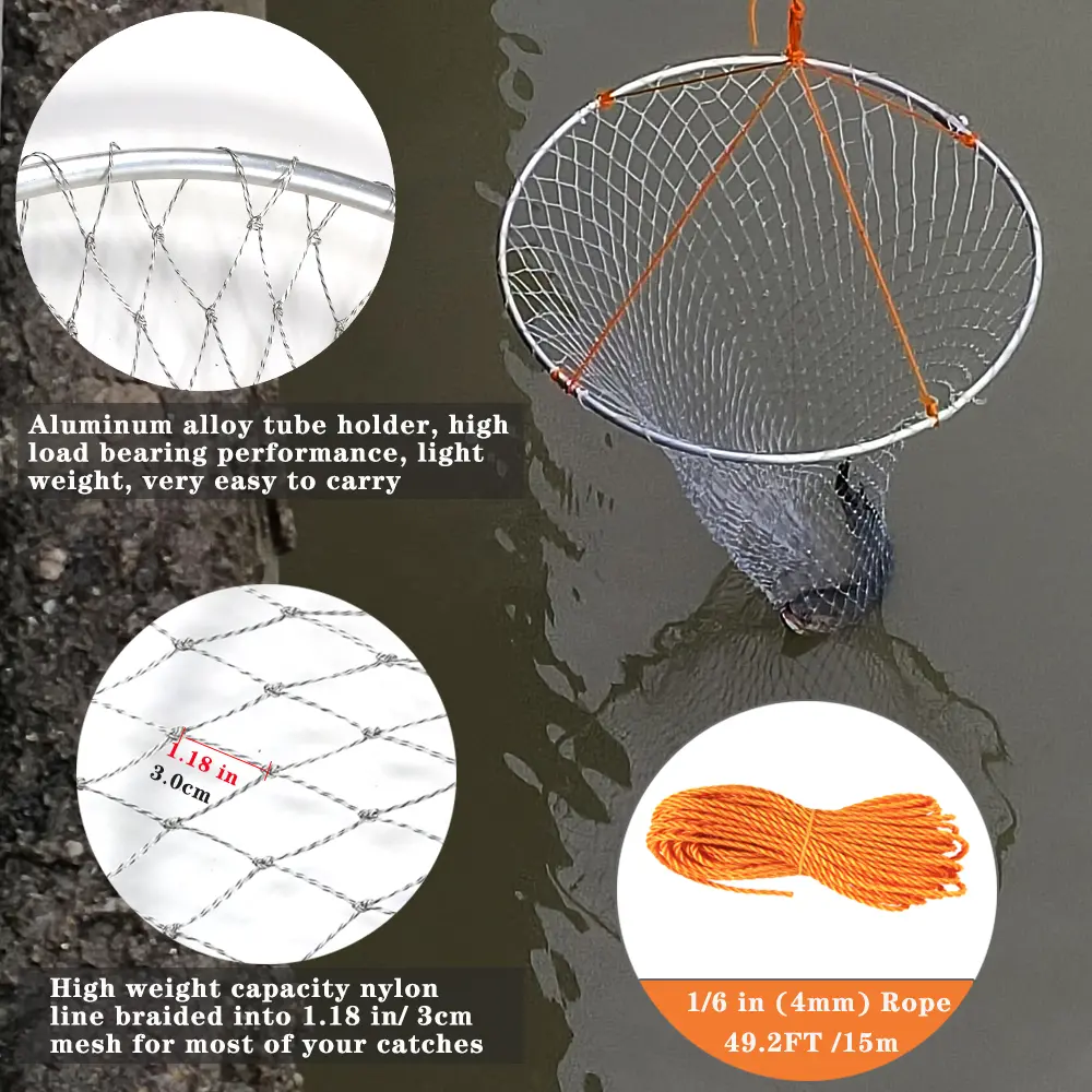 easy pier fishing net THKFISH Bridge and with Rope for Sale These exclusive patented nets are great for catching crabs THKFISH Landing Fishing Pier Nets