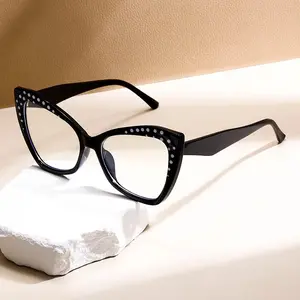 Fashion Cat Eye Photochromic Reading Glasses Large Anti Blue Light Prescription Glasses Frame Optical Magnifying Glasses
