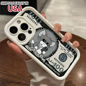 Creative Cartoon Cat Pattern Phone Case, Decorative Phone Protector Cover, Shockproof & Anti-fall Phone Protective Cover, Phone Accessories Compatible with iPhone 12 13 14 15 Pro Max 11 Cellphone Smartphone Casing Protection White