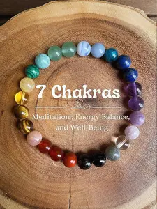 7 Chakra Natural Crystal Stone Bracelet, Healing Crystal Bracelet, Meditation Energy Balance and Happiness Bracelet, Fashion Accessories for Women & Men