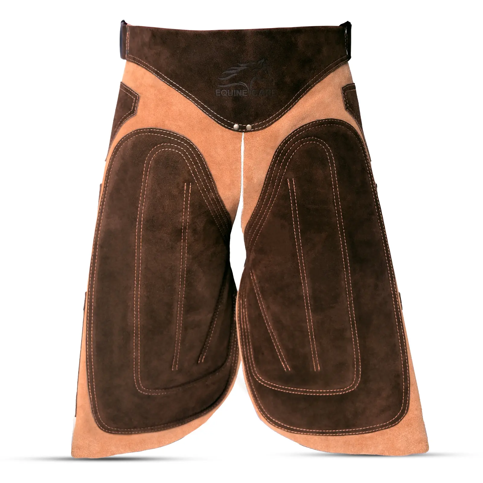 Equine Care Cowhide Suede Leather Farrier Apron Chaps with Foam Padded Support Adjustable Waist Tool Pockets for Farrier Work