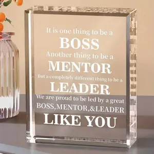 Acrylic Desk Plaque for Bosses - Leadership Appreciation Gift, Retirement/Birthday/Career Keepsake with Engraved Inspirational Quote (Office Decor)