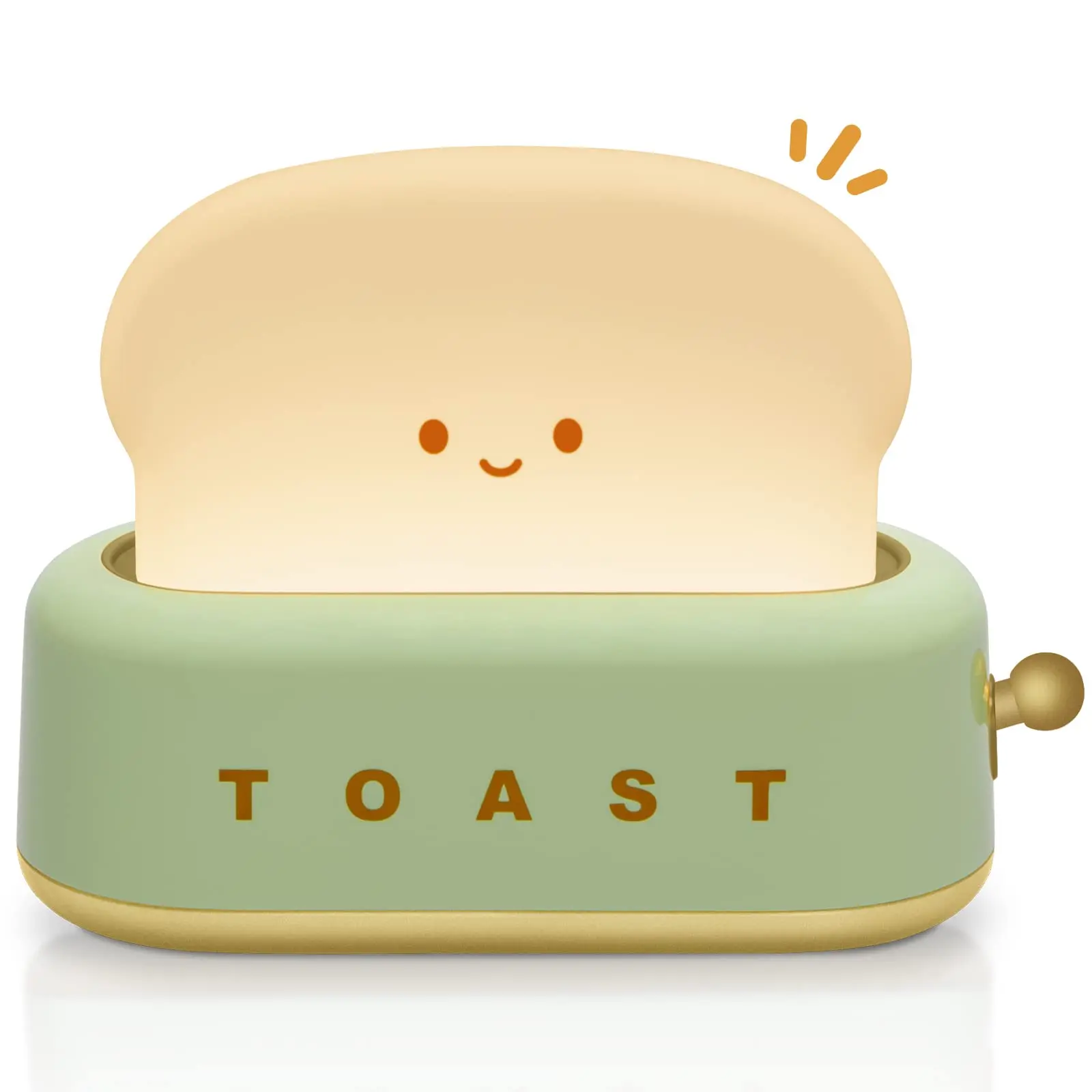 LED Toaster Lamp, Rechargeable Small Lamp with Smile Face Toast Bread Cute Toaster Shape Room Decor Night Light for Bedroom, Bedside, Living Room, Dining, Desk Decorations, Gift