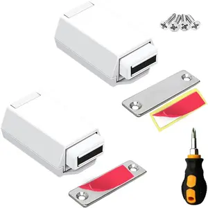 Push to Open Cabinet Hardware  2 Pack Heavy Duty Push Latch & Lock for  Door  Latches and Catch  Push Release Drawer Pull Tip  RV Closet Close  Pop Out, White