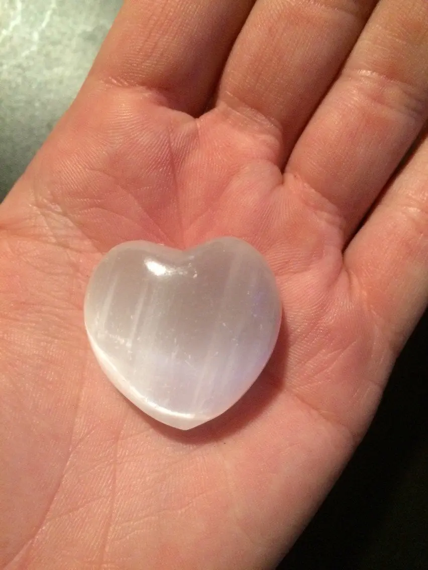 Selenite Heart - Polished Stone Selenite Heart Selenite Heart - Polished Stone Selenite Heart
