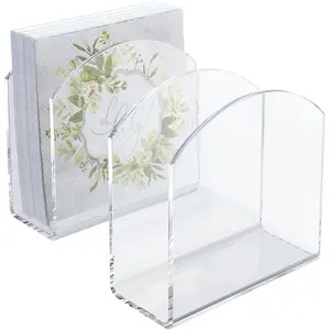 2 Pack Clear Acrylic Napkin Tissue Holder Dispenser for Table Kitchen Bar Restaurant