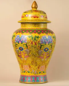 S.Collectible ceramic bottle — jar with coiled phoenix motif