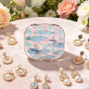 Duck Perching Lotus Pond Portable Double-Layer Earring Storage Box, New Multi-Grid Anti-Oxidation Ear Stud Jewelry Box, Light Luxury Mini Portable Small Jewelry Organizer