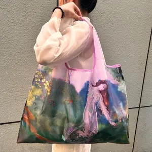 New Foldable Eco-Friendly Travel Portable Large Capacity Single Shoulder Shopping Bag for Women Grocery Bag