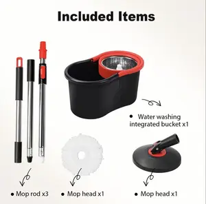 360 Degree Spin Mop and Bucket Set with Wringer Stainless Steel Pole Rotating Mop Head No Replacement Head Needed Efficient Cleaning Solution for Home and Office