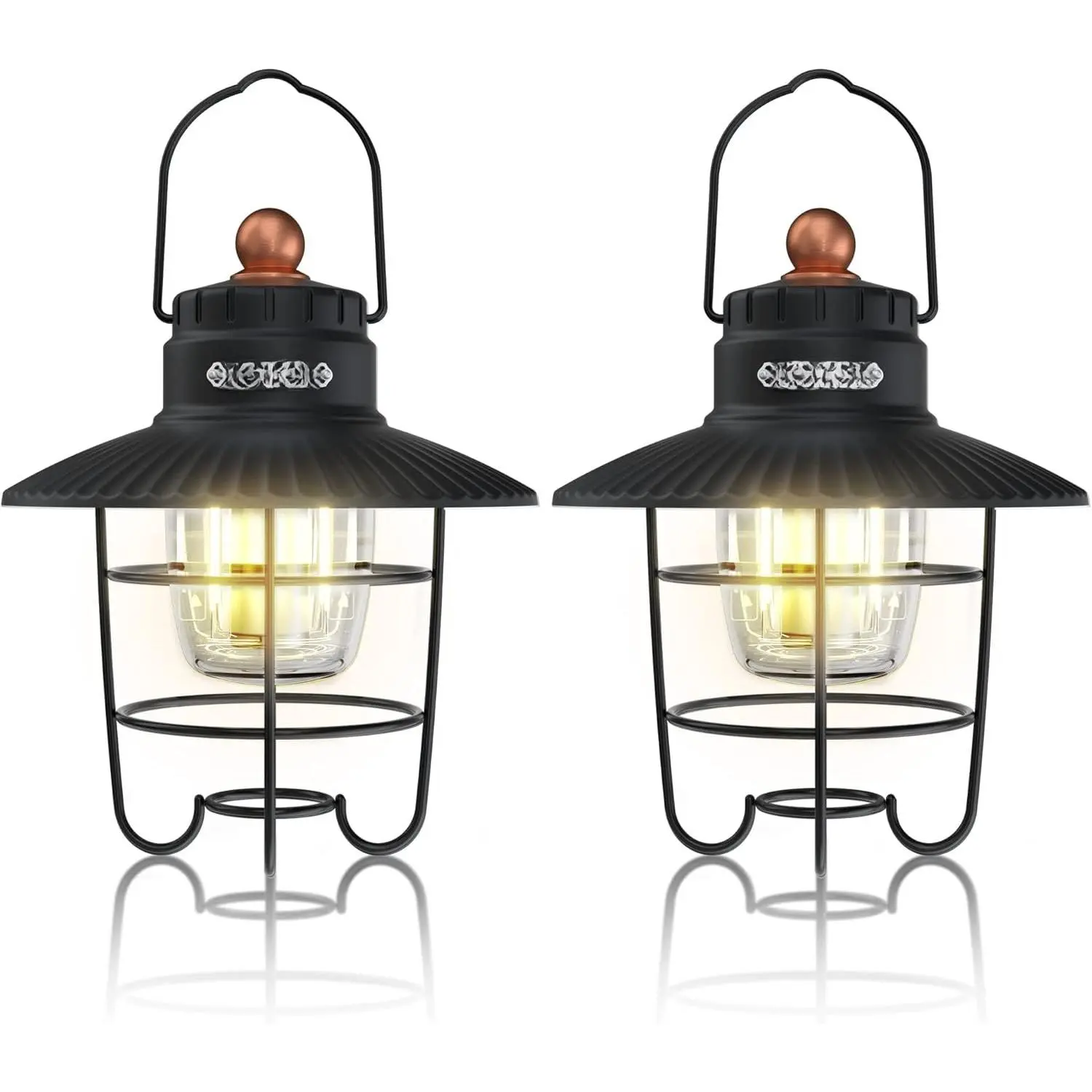 LED Camping Lantern Pack of 2, USB C Rechargeable Lantern with 3 Light Modes,  Outdoor Lanterns with Power  Function for Power Outages, Hurricane, , Fishing