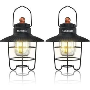 LED Camping Lantern Pack of 2, USB C Rechargeable Lantern with 3 Light Modes,  Outdoor Lanterns with Power  Function for Power Outages, Hurricane, , Fishing