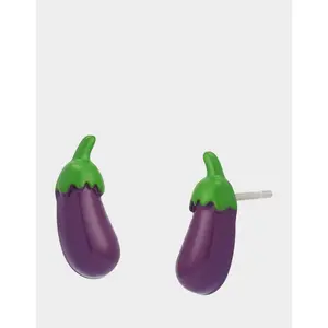 Betsey Johnson EGGPLANT STUD EARRINGS PURPLE