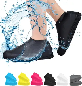 Waterproof Shoe Covers, Non-Slip Water Resistant Overshoes Silicone Rubber Rain Shoe Cover Outdoor Cycling Protectors Apply to Men, Women, Kids (Small, Black) VBoo